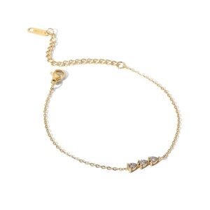 18K Gold Plated Dainty Zircon Bracelet*Birthstone Linear Pave Cubic Zirconia*JD